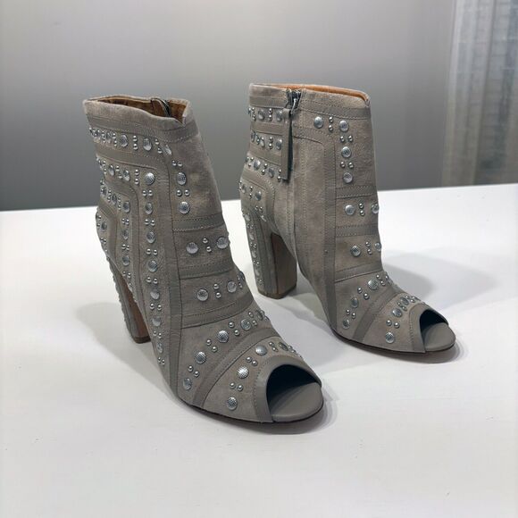 Rebecca Minkoff Mila Runway Gray‎ Leather Studded Booties US Size 7.5 M - Picture 3 of 11